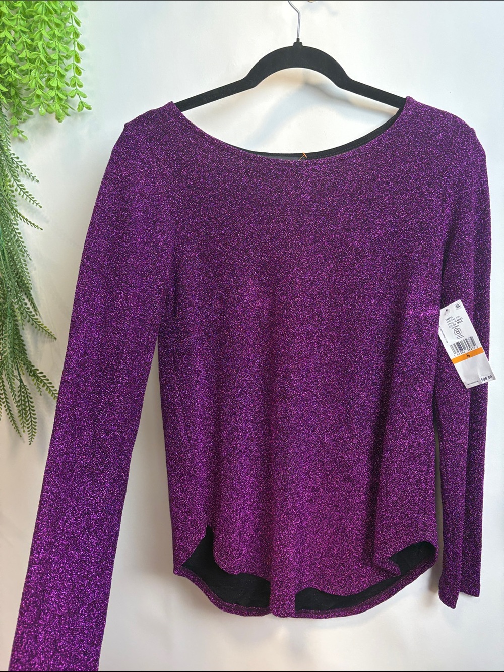 Karen Kane Sparkle Long-Sleeve Top - Purple